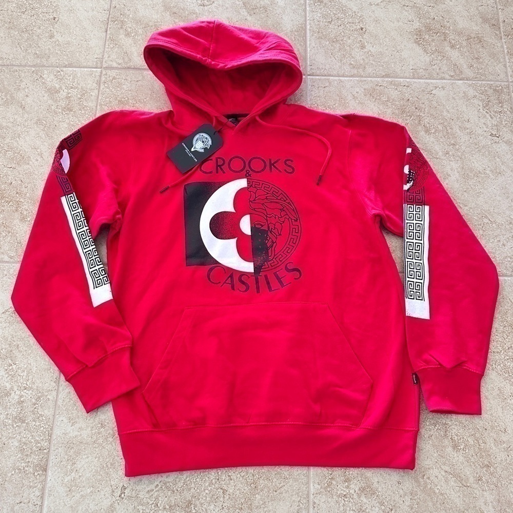 NWT Crooks & Castles Half Lux Bandito Hoodie in Red